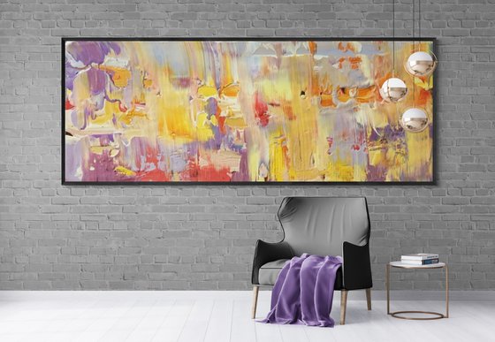 Super huge abstract painting - "Bright reflection" - Abstraction - Huge Abstraction - 350x130 cm