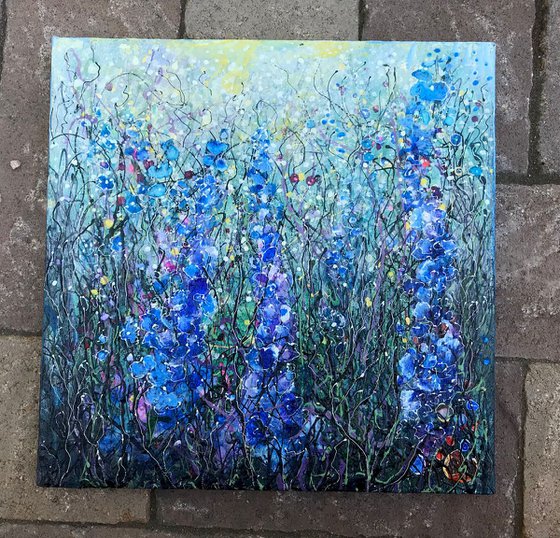 Delphiniums - Original Painting   by Olena Art