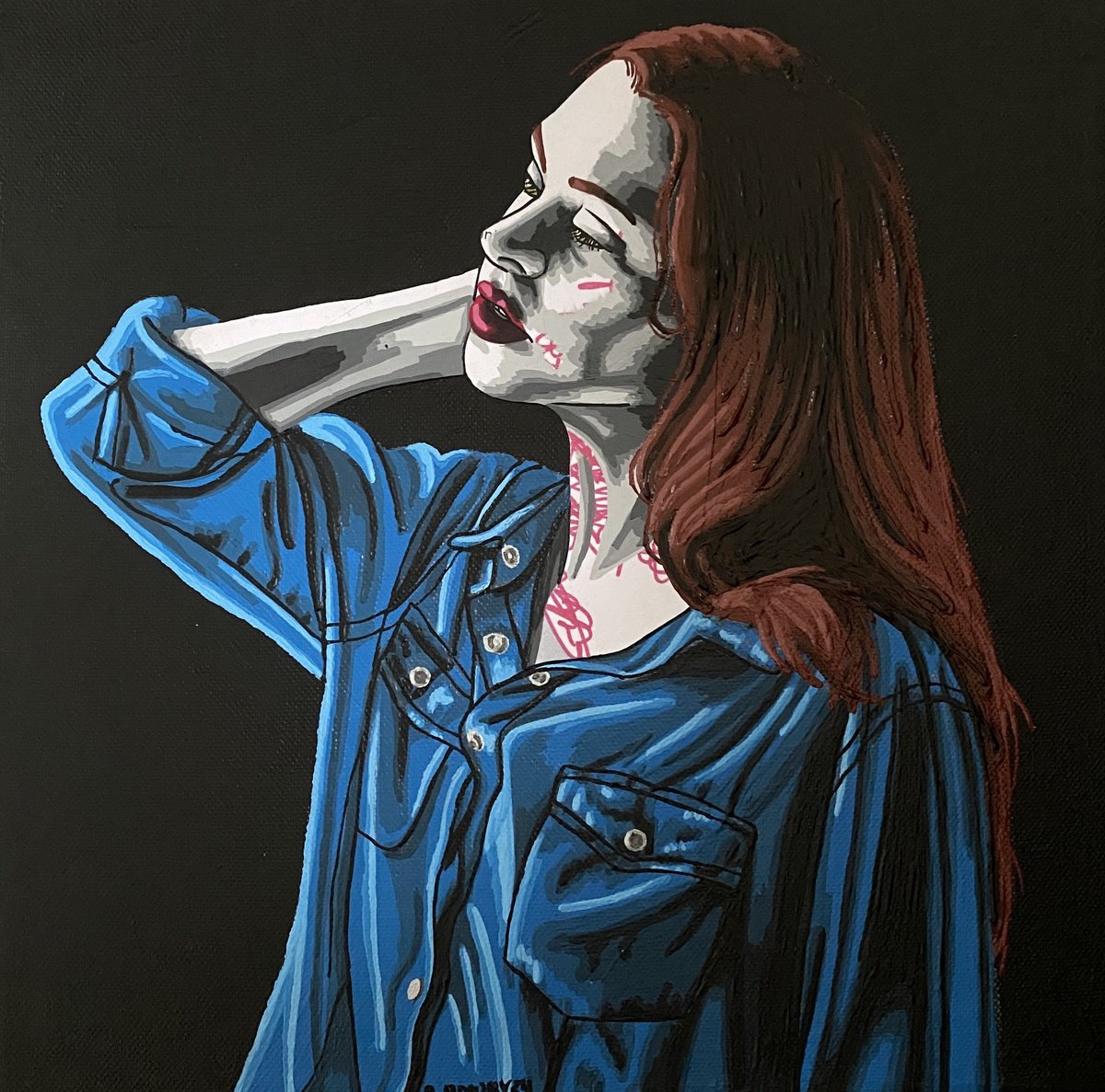 Portrait Painting By Annabelle Amory, 12 X 12, Jessica, Original Artwork