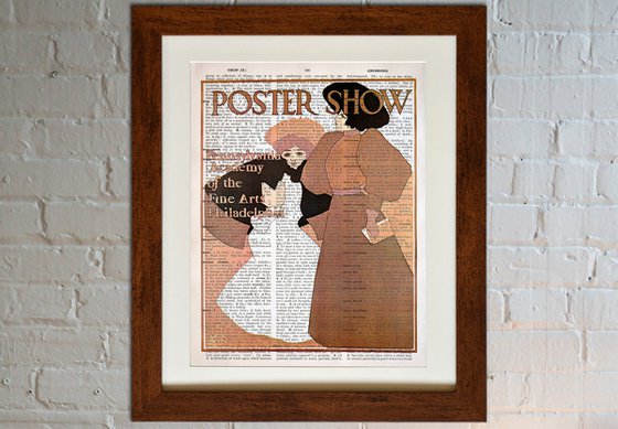 Poster Show, Pennsylvania Academy of the Fine Arts, Philadelphia - Collage Art Print on Large Real English Dictionary Vintage Book Page