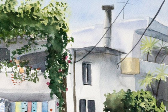 Village Watercolor Painting