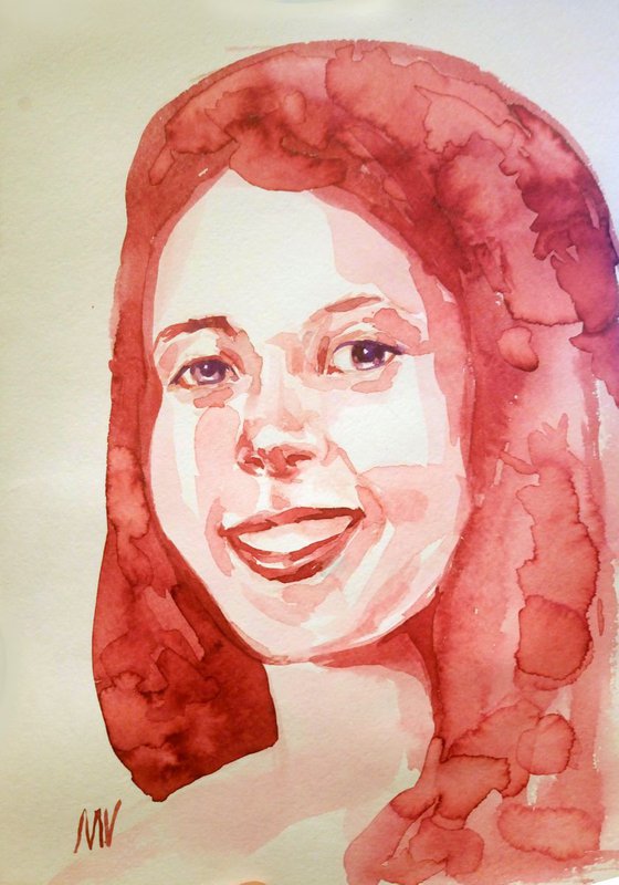 Smile! - GIRL PORTRAIT - ORIGINAL WATERCOLOR PAINTING.