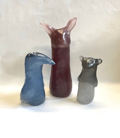 Crow, Fox & Bear Sculpture - Storm Edition by Lauri Smith