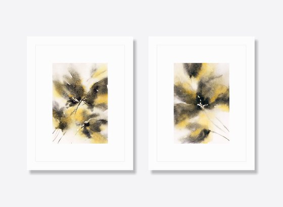 Abstract flowers diptych