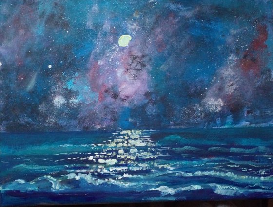 Night Moony Seascape