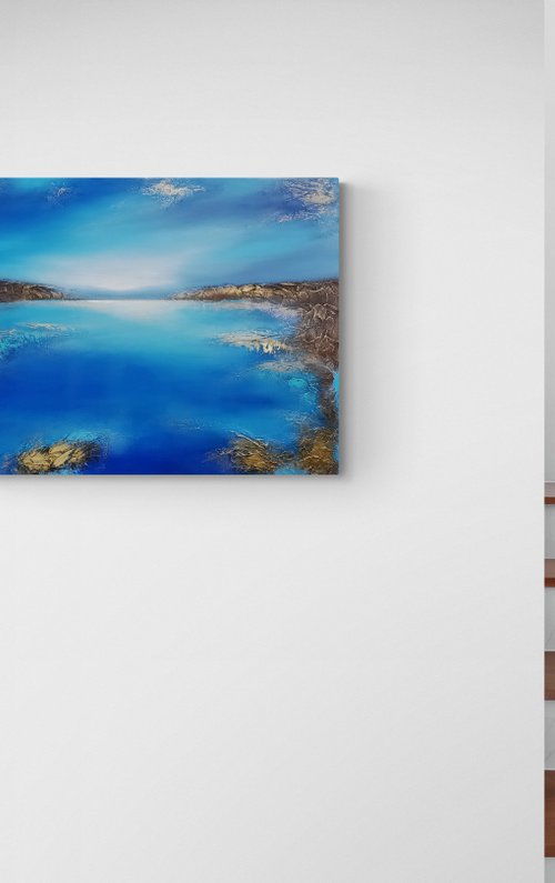 A large original modern semi-abstract seascape painting "Depth of the sea" by Vera Hoi