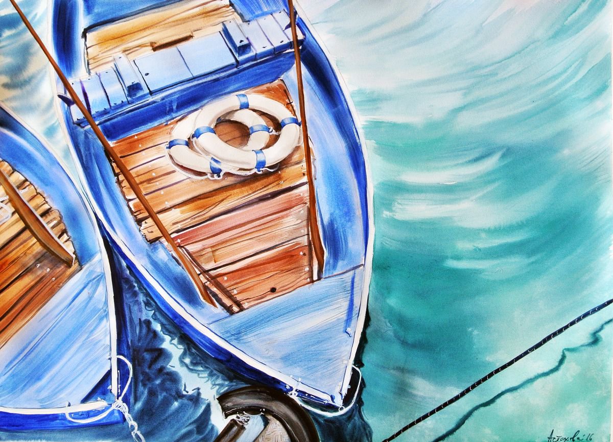 Impressionistic Landscape Watercolour By Ksenia Astakhova, 28 X 21", Oeschinensee, Original Artwork