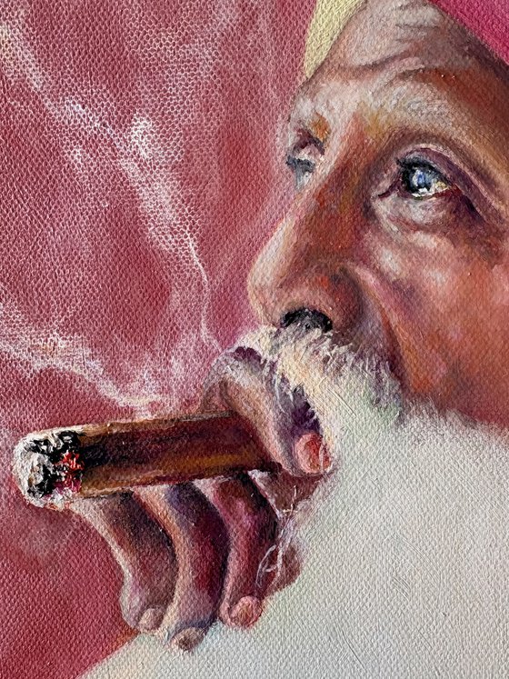 Smoking man in a turban