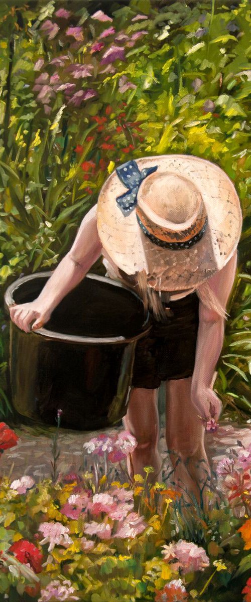 A sunny day in the garden (Original Oil Painting) by Mayrig Simonjan