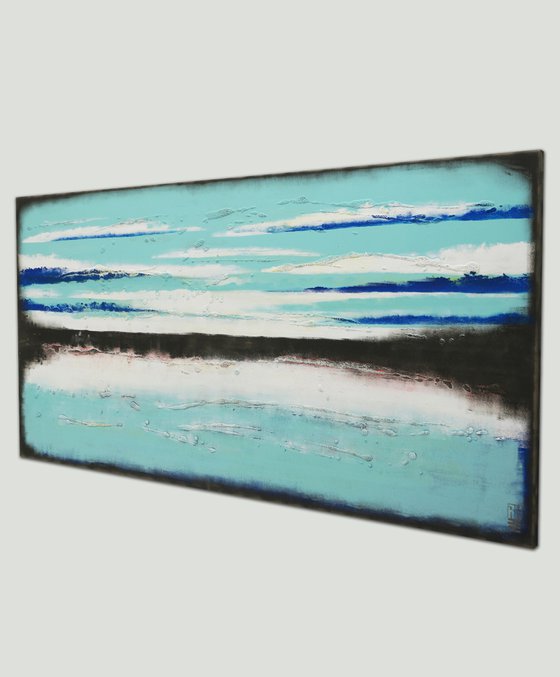 Original Abstract Painting - Oceanic Landscape - 140x70cm - Ronald Hunter - 25O