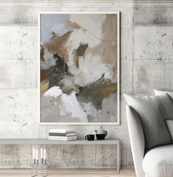 "Velor" Gray brown silver abstract