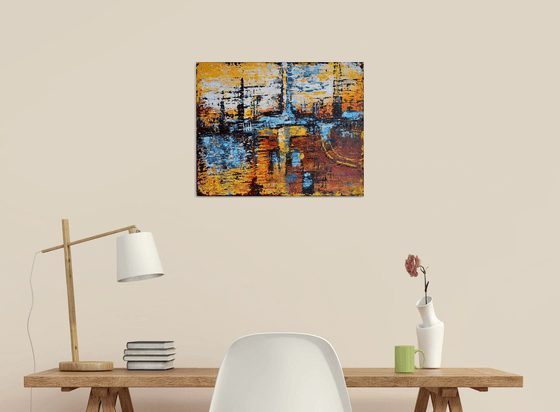 Construction Site - Modern abstract Palette knife Urban art Gift idea