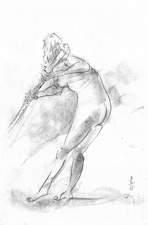 Nude with javelin back Untitled by Gordon T.