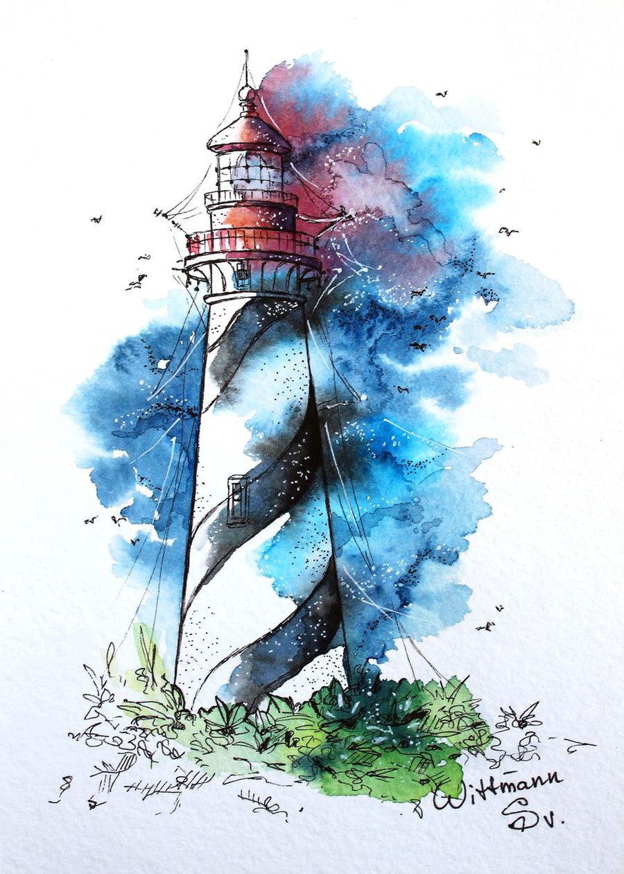 Lighthouse #3. Watercolour by Svetlana Wittmann | Artfinder