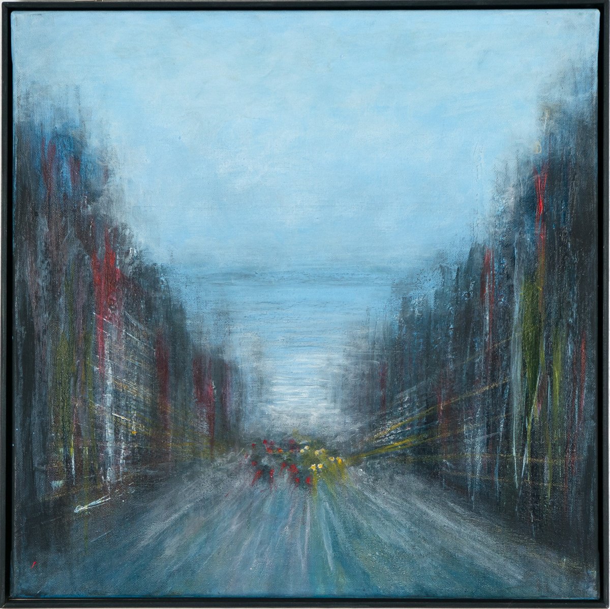 Urban And Pop Cityscapes Painting By Peter Stahr, 20 X 20", City Dreams Iii, Original Artwork