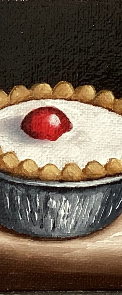 Little cherry Bakewell tart by Jane Palmer Art