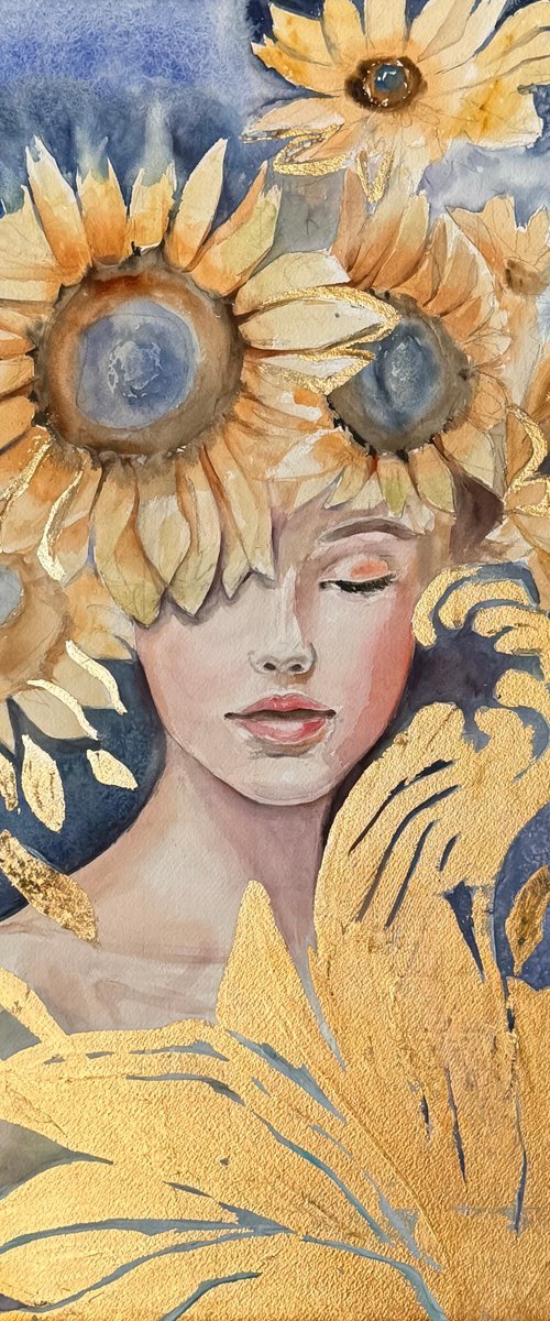 “A girl with sunflowers” by Irina Ponna