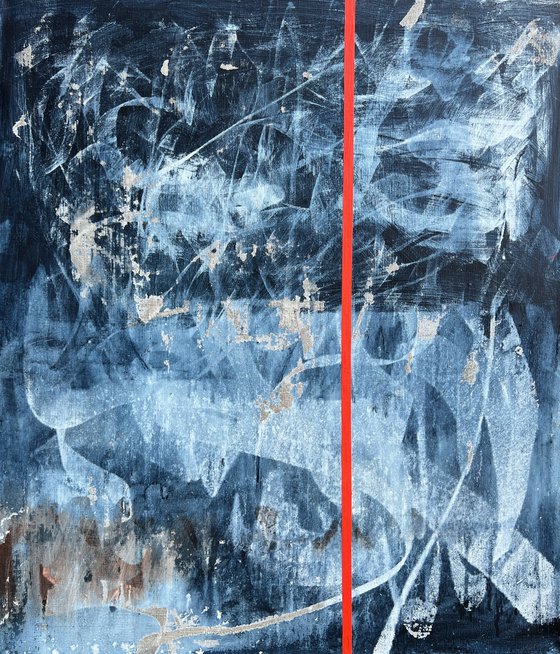 Blue abstract red line
