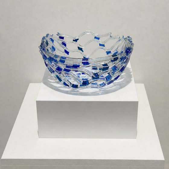 Blue Fused Glass Bowl