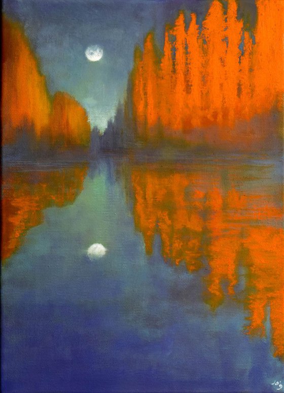 The Moon and the Poplars-Provence