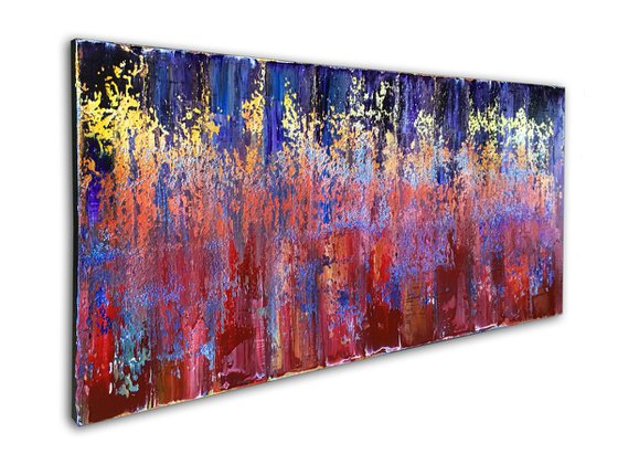 "Sound Wave" - FREE WORLDWIDE SHIPPING - Original Large PMS Oil Painting On Canvas - 48 x 24 inches