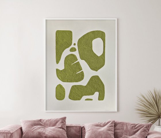 "Olive bay 6" Textured olive abstract art