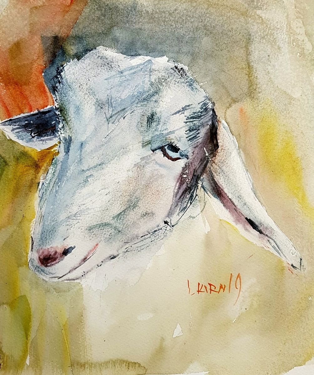 Impressionistic Animal Watercolour By Leonid Kirnus, 10 X 12", Blue Eyes, Original Artwork