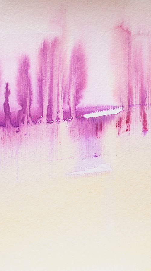 Abstraction landscape. Spanish series. #4 warm. Small interior gallery wall white watercolor acuarelle by Sasha Romm