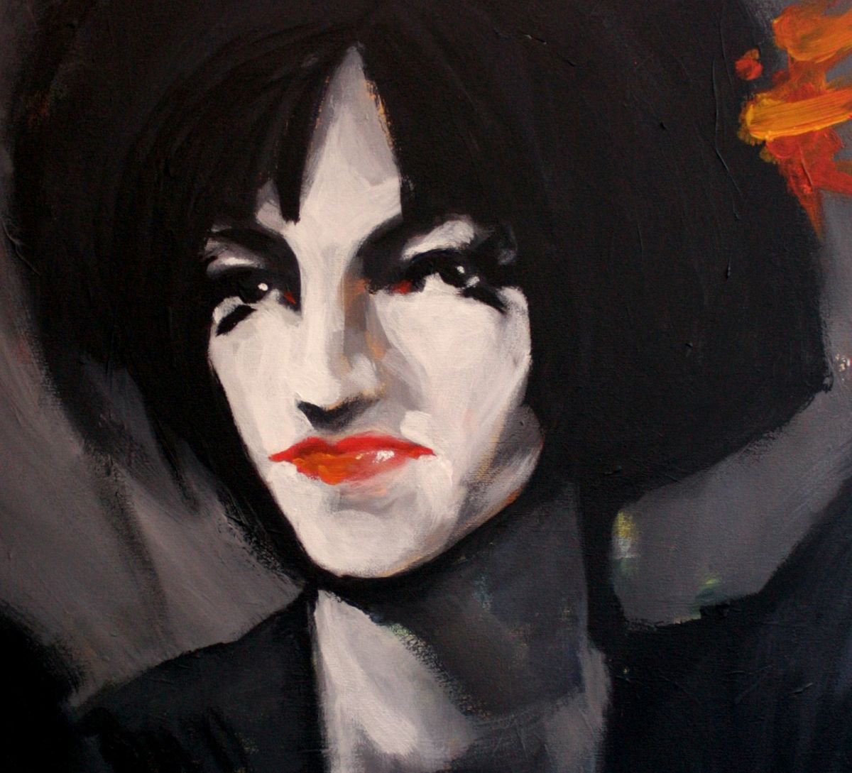 Portrait Acrylic Painting By Olga David, 28 X 39", Femme Fatale, Original Artwork