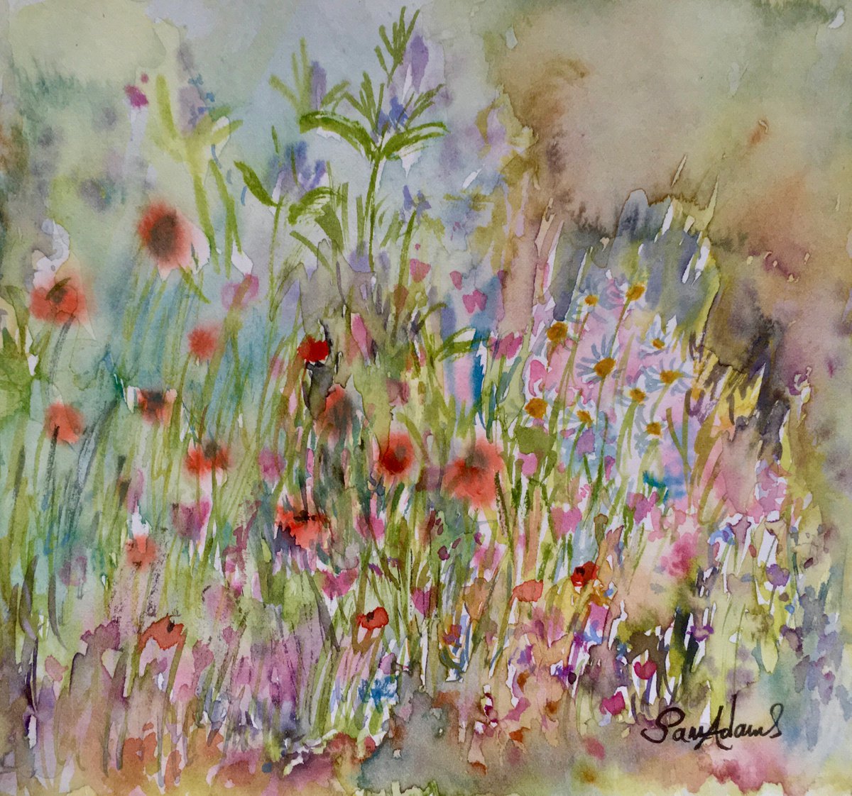 Dainty flowers by Samantha Adams professional watercolorist
