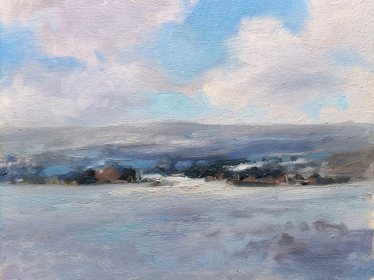 Impressionistic Still Life Oil Painting By Pascal Giroud, 8 X 6", Winter In Haute-Provence, Original Artwork