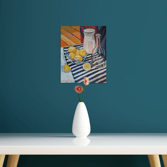 Still life with striped drapery