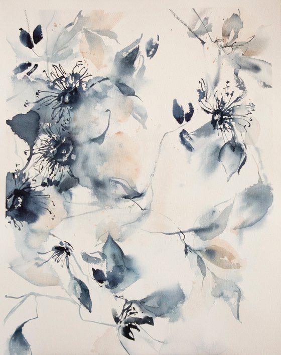 Abstract Florals in Blue - Concentration