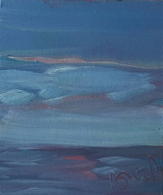 Blue seas and Blue skies -  2 mini semi abstract paintings for one!