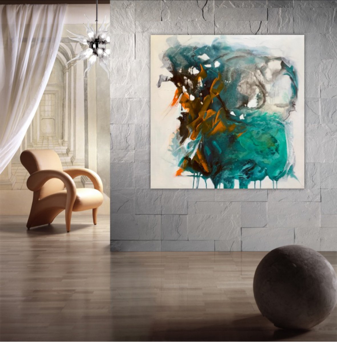 Abstract Painting By Roberta Cervelli, 31 X 31", - Ambivalence - 80X80 Cm, Original Artwork