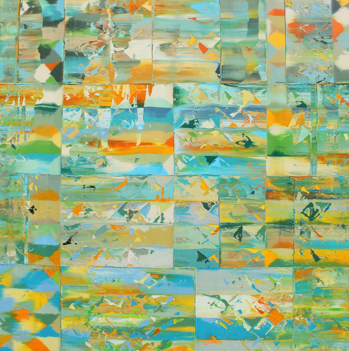 Geometric Oil Painting , Abstract-263, Joyful Mood By Nivas Kanhere, 48 X 48, Artwork For Sale On Artfinder