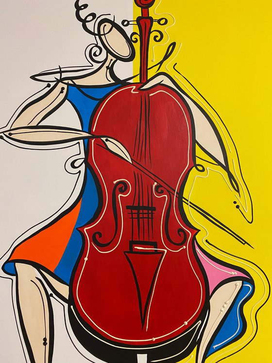 Action.3D Woman with Cello. Eka Peradze Art.