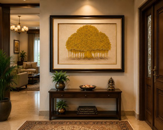 Golden Banyan Tree Miniature Painting