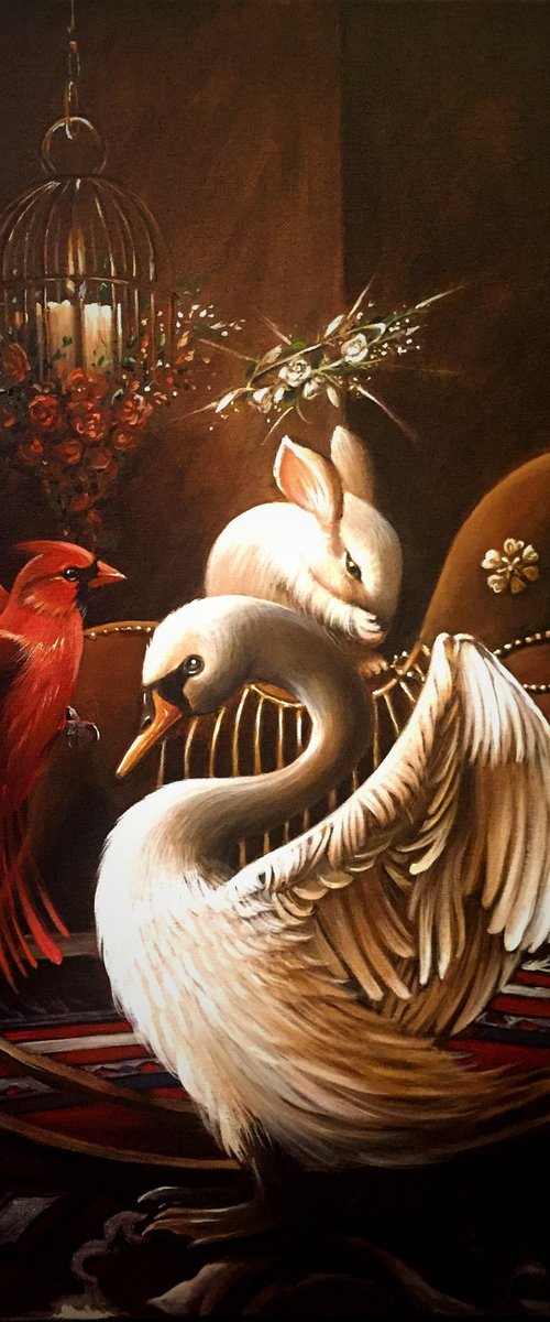 The rocking horse - original acrylic on canvas - 55 x 46 cm / 21,6 x 18 inches by Valentina Toma' aka Zoe Chigi