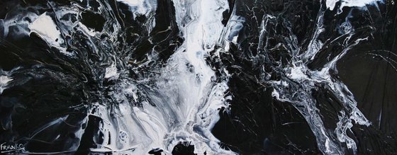 Black Cotton Candy 200cm x 80cm Black White Abstract Art