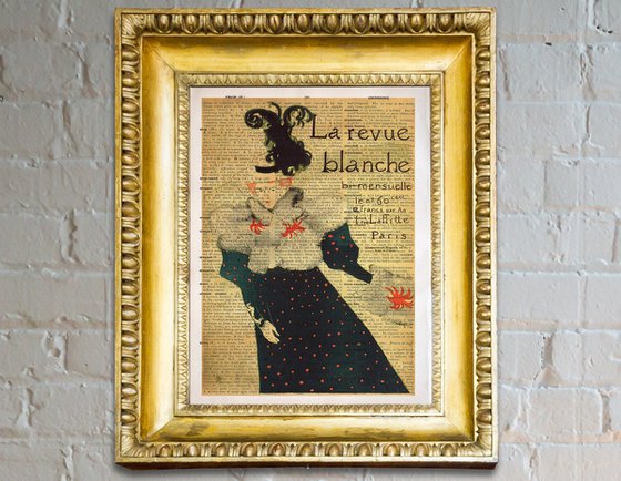 La Revue blanche 1895 - Collage Art Print on Large Real English Dictionary Vintage Book Page