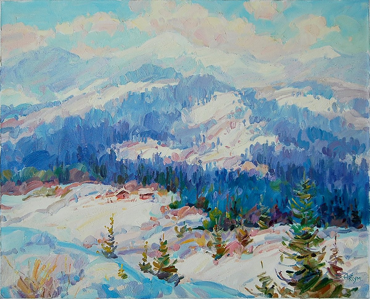 Impressionistic Landscape Oil Painting By Dmitry And Olga Artym, 20 X 16, Hoverla, Original Artwork
