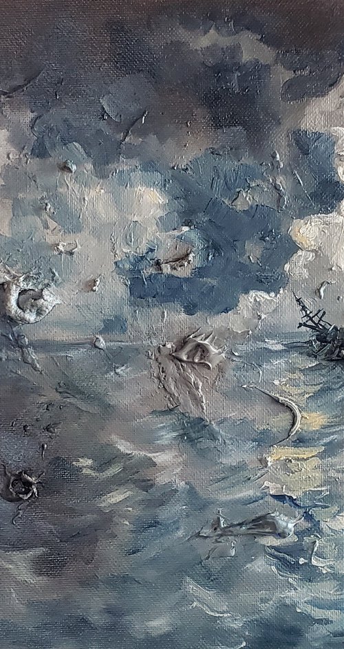 "The Midnight Hour" - Seascape - Storm Clouds - Shipwreck by Katrina Case