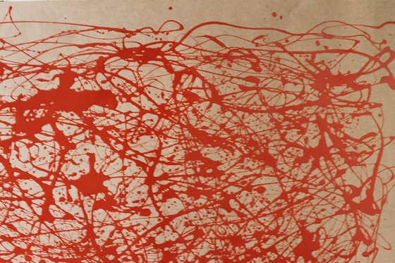 Red  Energy- Style Jackson Pollock
