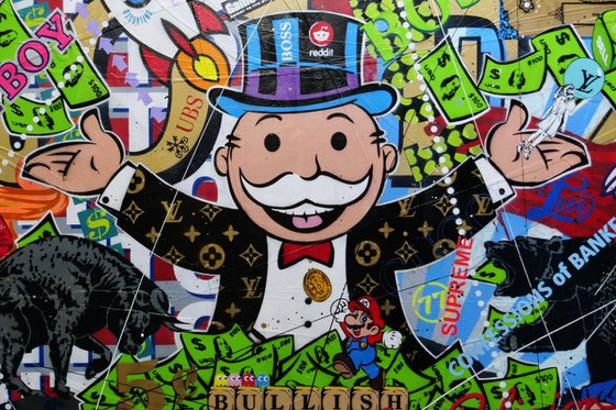 Monopoly Stock Picker 250cm x 150cm Monopoly Man Textured Urban Pop Art