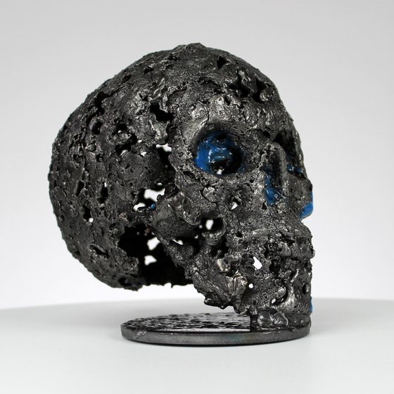 Skull CXXXIX - Skull artwork steel blue pigment