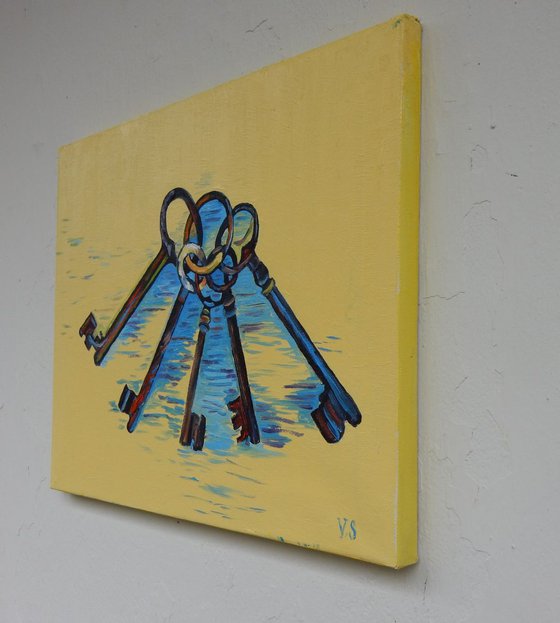 Old keys. Still life. 30x40cm