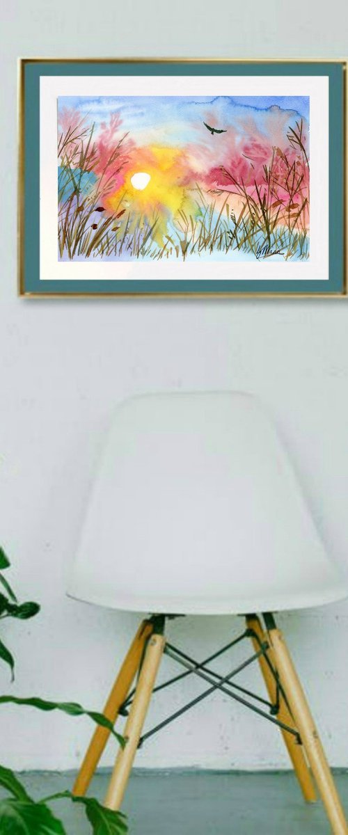 Hunting Bird - Norfolk scene by Lisa Mann