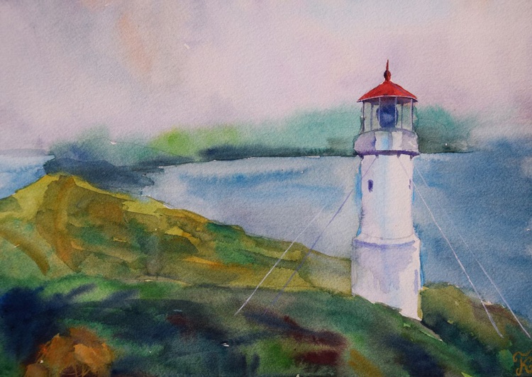 Watercolor Painting Lighthouse On Faroe Islands Artfinder