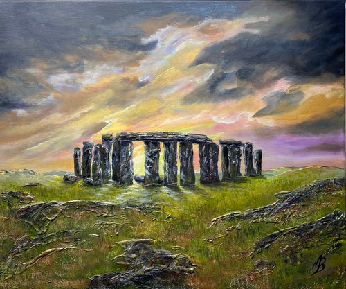 Stone Henge under a Colourful Sky by Marja Brown